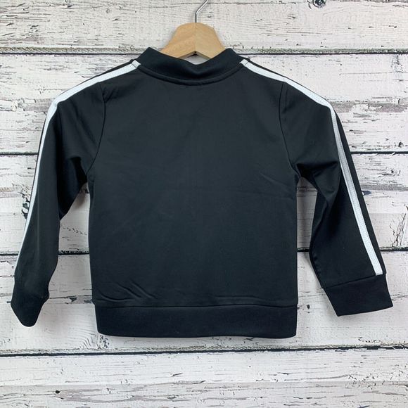 Adidas Kid's [Size 4] Full Zip‎ Black Mock Neck Track Jacket Three Stripes - Picture 2 of 8